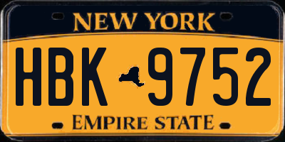 NY license plate HBK9752