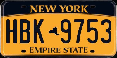 NY license plate HBK9753