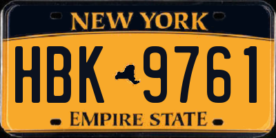 NY license plate HBK9761