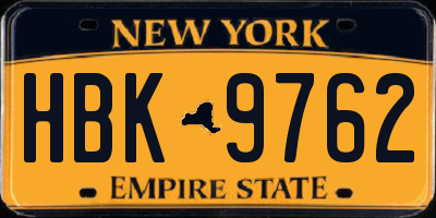 NY license plate HBK9762