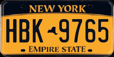 NY license plate HBK9765