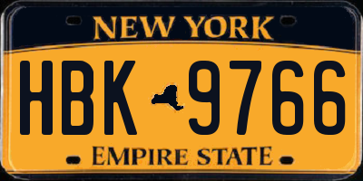 NY license plate HBK9766