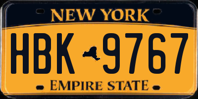 NY license plate HBK9767