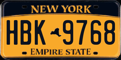NY license plate HBK9768