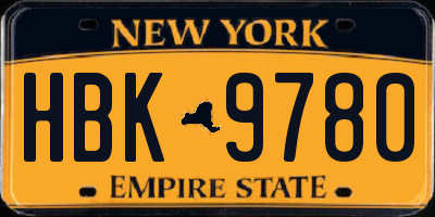 NY license plate HBK9780