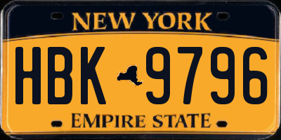 NY license plate HBK9796