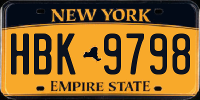 NY license plate HBK9798