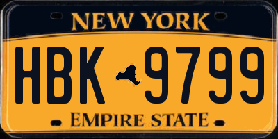 NY license plate HBK9799
