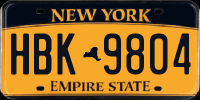 NY license plate HBK9804