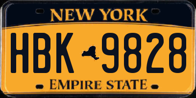 NY license plate HBK9828