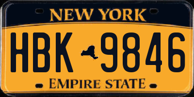 NY license plate HBK9846