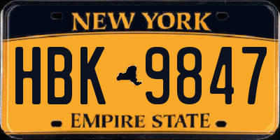 NY license plate HBK9847