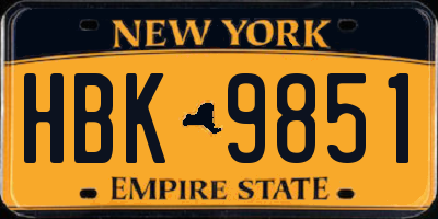 NY license plate HBK9851