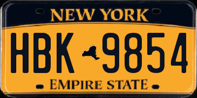 NY license plate HBK9854