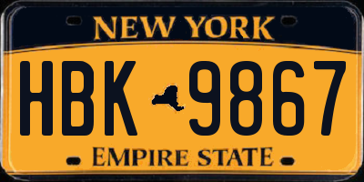 NY license plate HBK9867