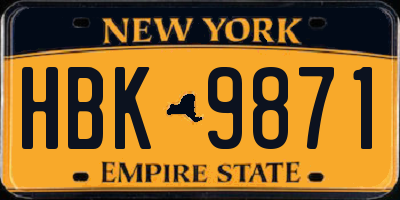 NY license plate HBK9871