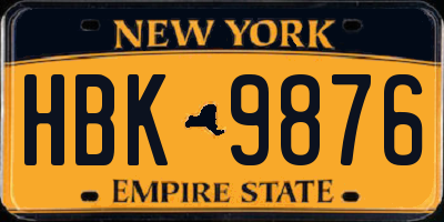 NY license plate HBK9876