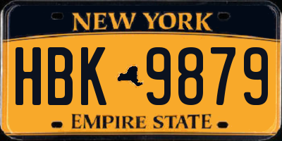 NY license plate HBK9879