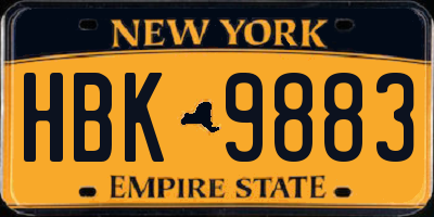 NY license plate HBK9883
