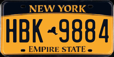 NY license plate HBK9884