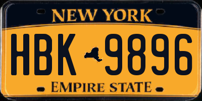NY license plate HBK9896