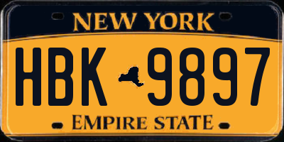 NY license plate HBK9897