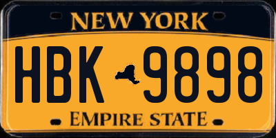 NY license plate HBK9898