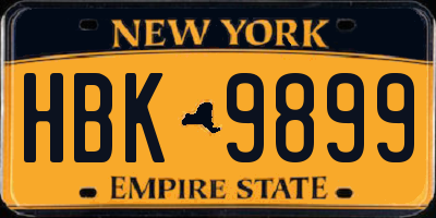 NY license plate HBK9899