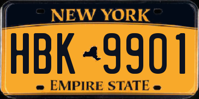 NY license plate HBK9901