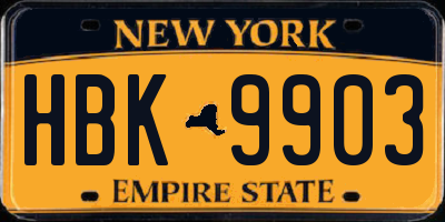 NY license plate HBK9903