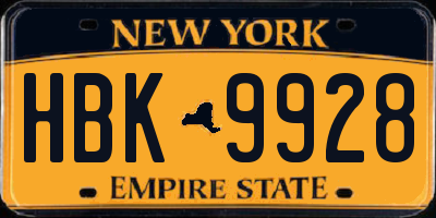 NY license plate HBK9928