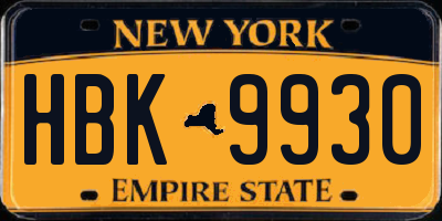 NY license plate HBK9930