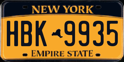 NY license plate HBK9935