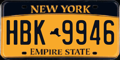 NY license plate HBK9946