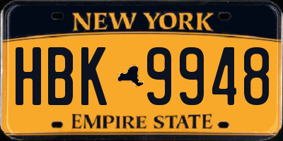 NY license plate HBK9948