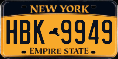 NY license plate HBK9949