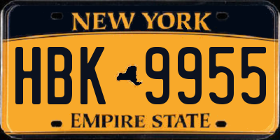 NY license plate HBK9955