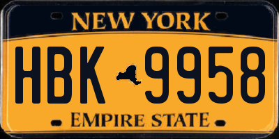 NY license plate HBK9958
