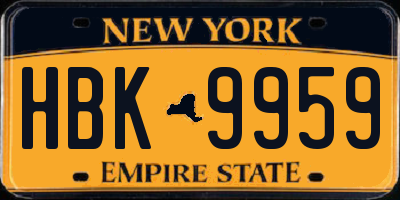 NY license plate HBK9959