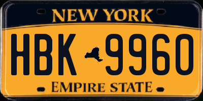 NY license plate HBK9960