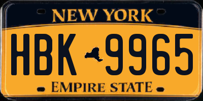 NY license plate HBK9965