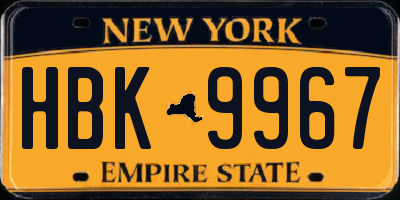 NY license plate HBK9967