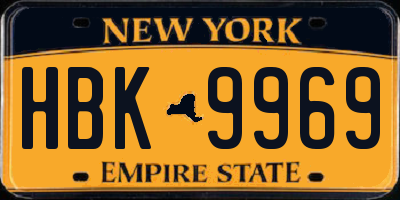 NY license plate HBK9969
