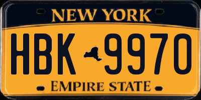NY license plate HBK9970