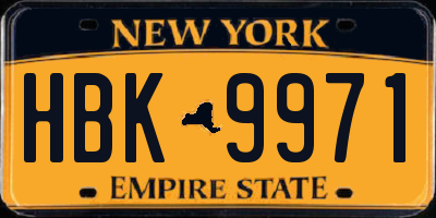 NY license plate HBK9971