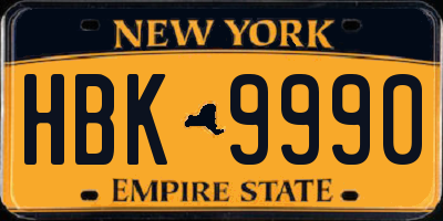 NY license plate HBK9990