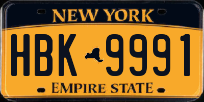 NY license plate HBK9991