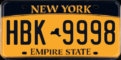 NY license plate HBK9998
