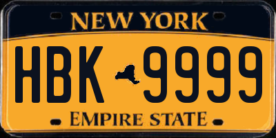 NY license plate HBK9999