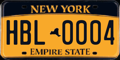 NY license plate HBL0004